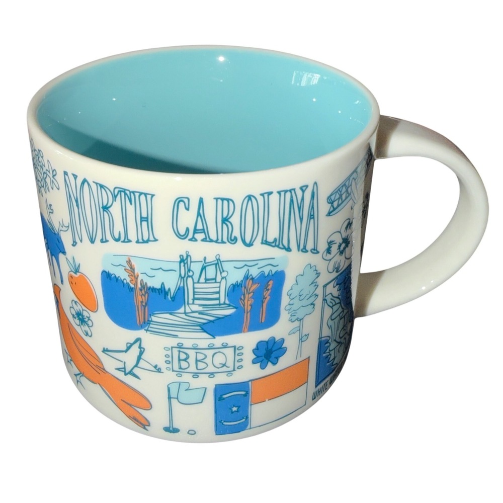 Starbucks Been There Series North Carolina Mug 14oz White Blue New no‎ box